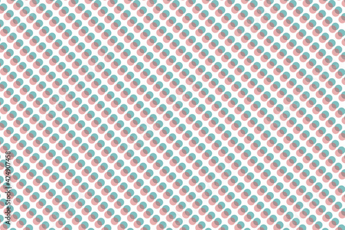 Patrón de círculos semitransparentes emparejados formando diagonales sobre fondo blanco