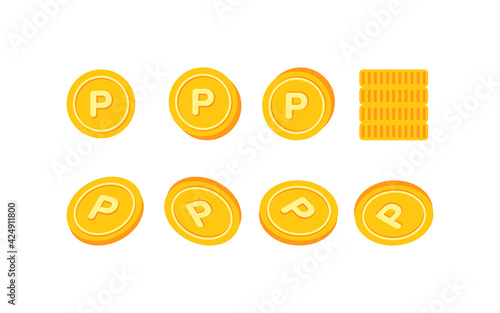 Various angle point icons illustrations. Point coin icon set. Market banner shop.