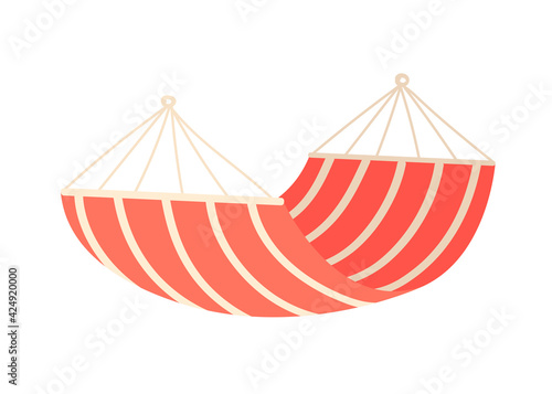 hammock on a white background. tool for summer holidays, relaxation, swing, sleep, rest. vector illustration in cartoon style.