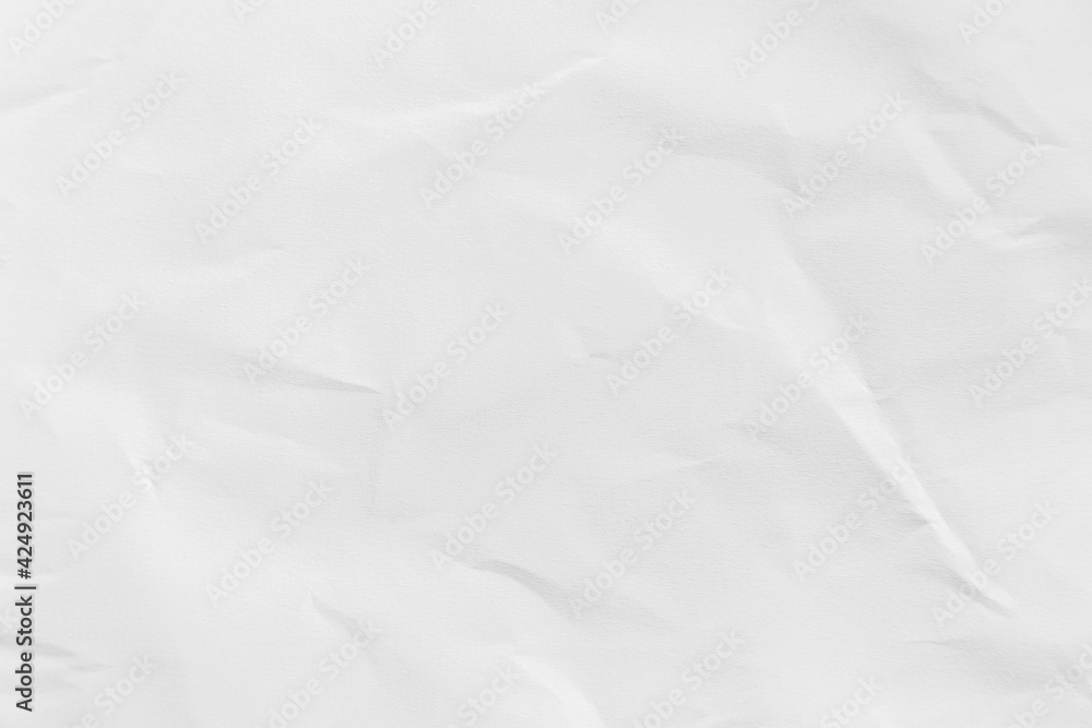 White crumpled recycled paper texture background for design