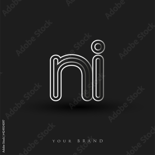 initial logo NI colored black and white with striped composition and lowercase, Vector logo design template elements for your business or company identity.
