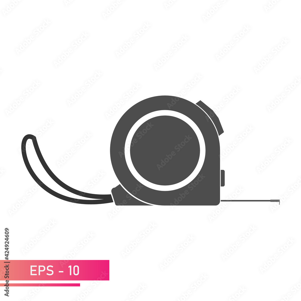 A simple measuring tape with a flexible strap. Solid design. On a white background. Tools for workers. Flat vector illustration. A simple measuring tape with a flexible strap. Solid design. On a white background. Tools for workers. Flat vector illustration.