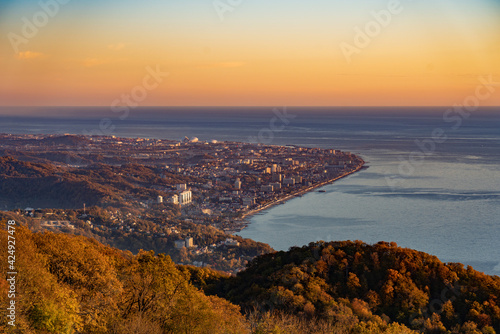 sunset over the city