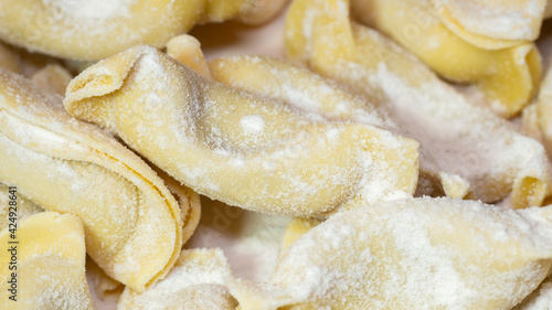 A kind of ravioli, casoncelli, home made traditional food of the Bergamo area, Italy. Delicious Italian food