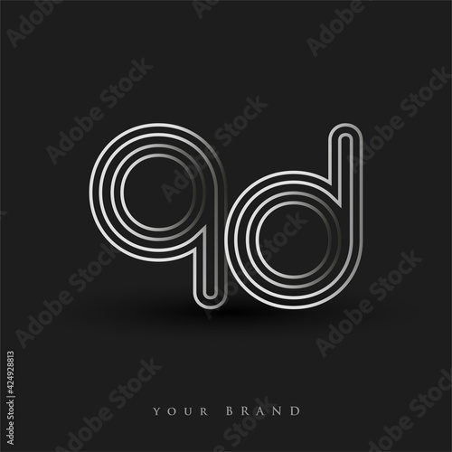 initial logo QD colored black and white with striped composition and lowercase, Vector logo design template elements for your business or company identity. photo