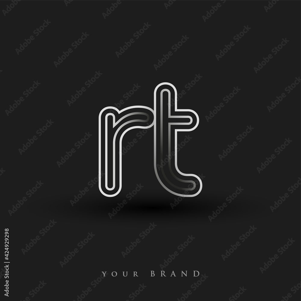 initial logo RT colored black and white with striped composition and ...