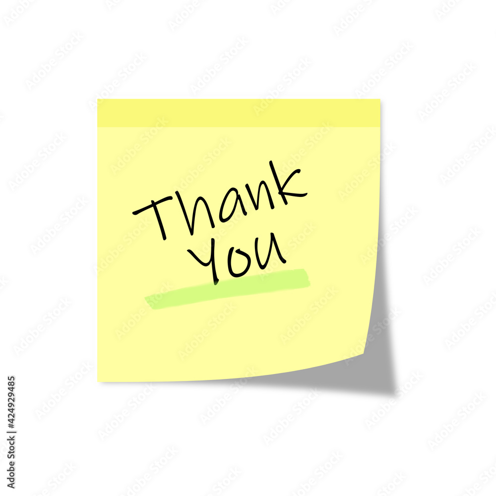 Thank You Message Sticky Note Isolated On White Background Thank You Message Sticky Note Isolated On White Background