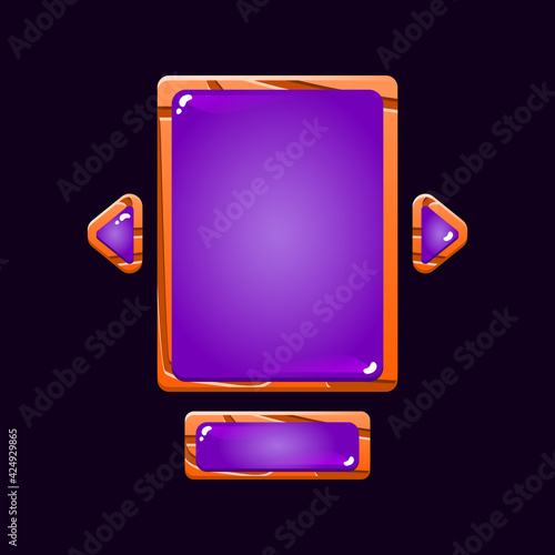set of glossy wooden game ui board pop up for gui asset elements vector illustration