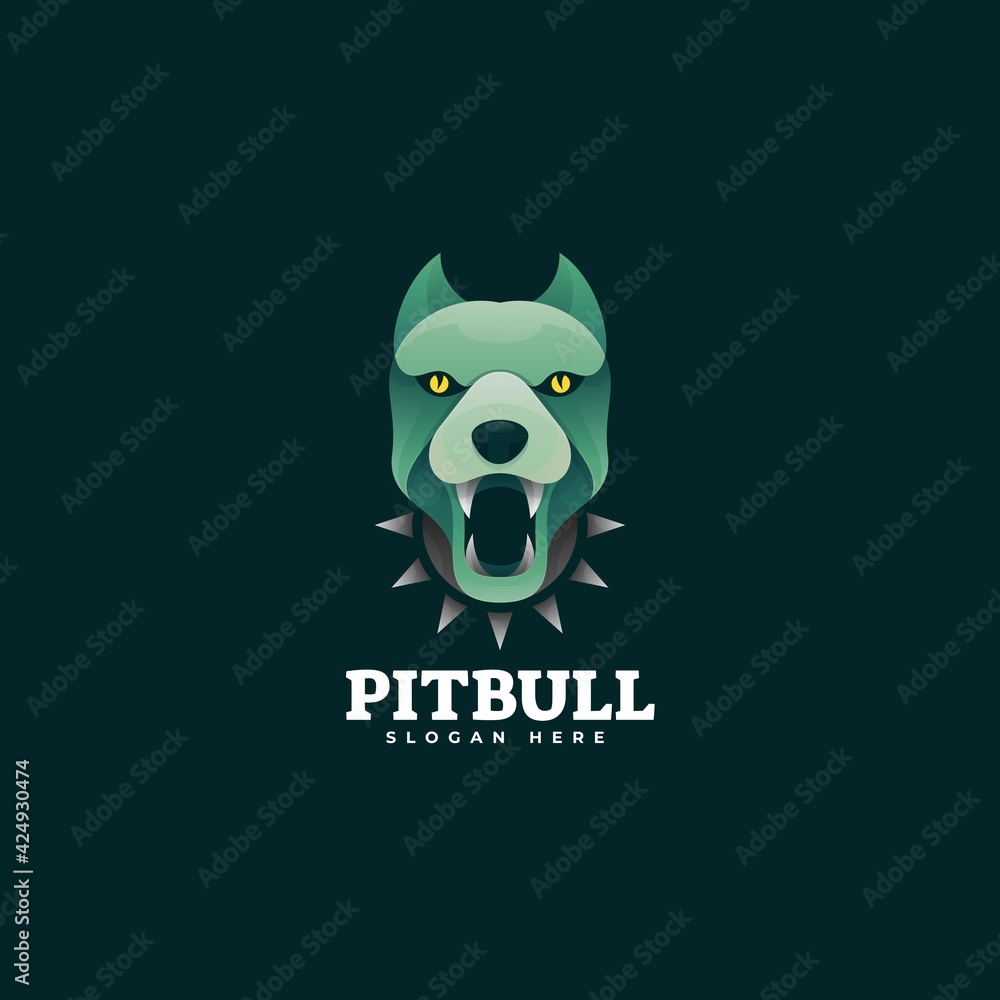 Vector Logo Illustration Pit Bull Gradient Colorful Style.