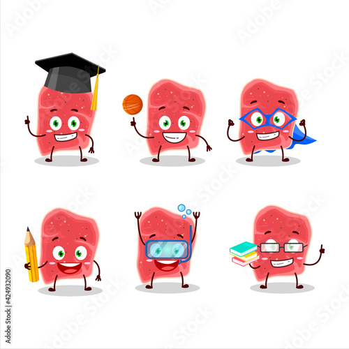 School student of sirloin cartoon character with various expressions