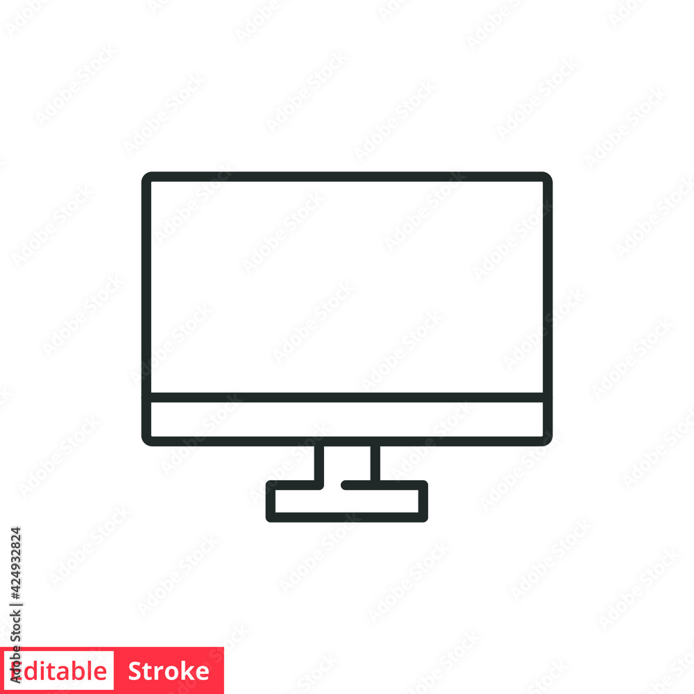 Monitor line icon. Simple outline style. Screen, tv, desktop computer display concept. Vector illustration isolated on white background. Editable stroke EPS 10. Monitor line icon. Simple outline style. Screen, tv, desktop computer display concept. Vector illustration isolated on white background. Editable stroke EPS 10.