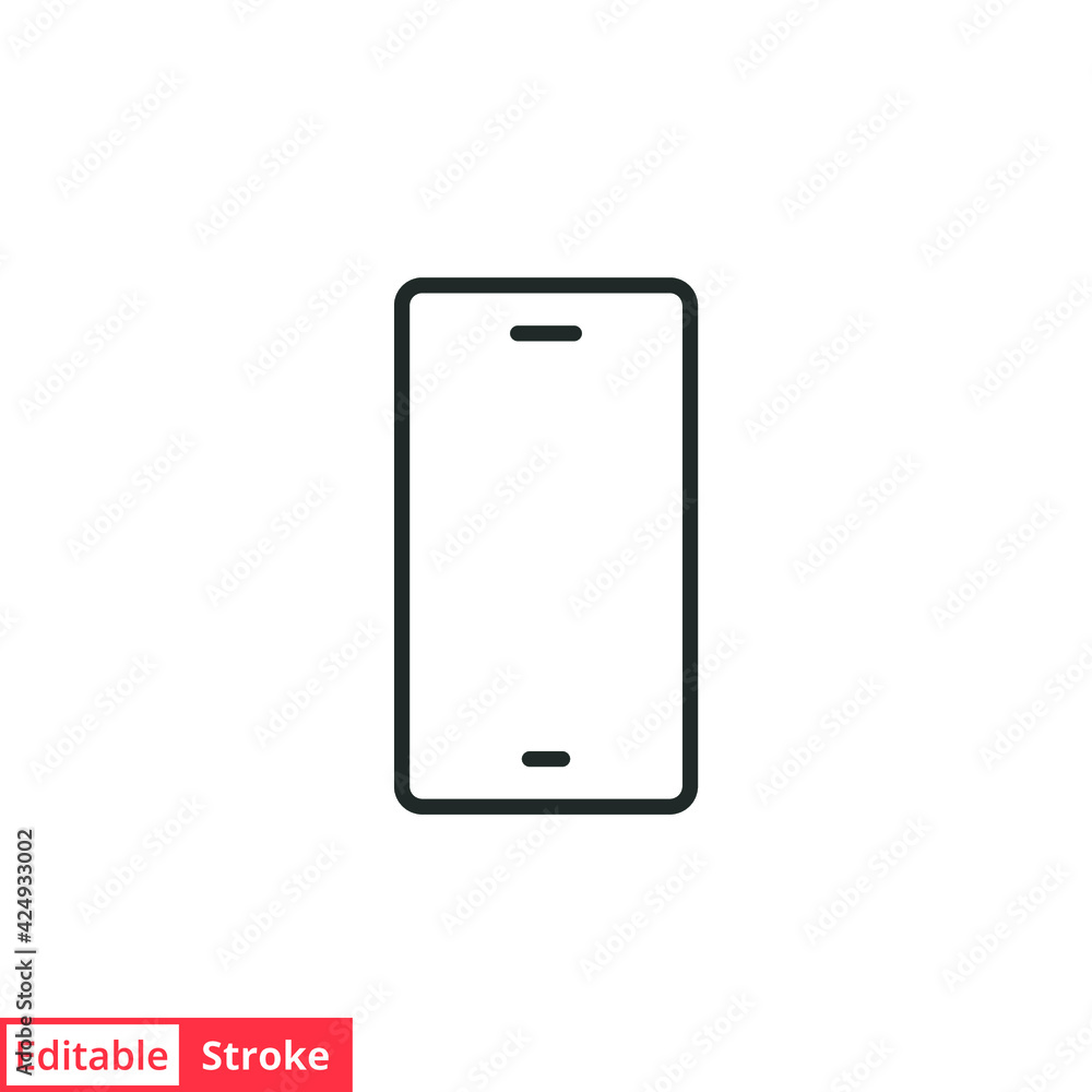 Mobile phone line icon. Simple outline style. Minimal smartphone, telephone, cell phone concept. Vector illustration isolated on white background. Editable stroke EPS 10. Mobile phone line icon. Simple outline style. Minimal smartphone, telephone, cell phone concept. Vector illustration isolated on white background. Editable stroke EPS 10.