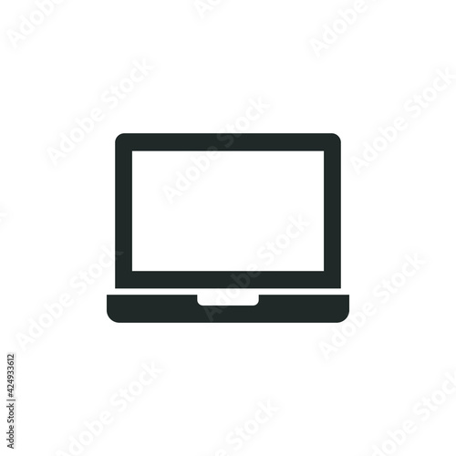 Laptop glyph icon. Simple solid style. Notebook, computer, pc, desktop, portable device concept. Vector illustration isolated on white background. EPS 10.