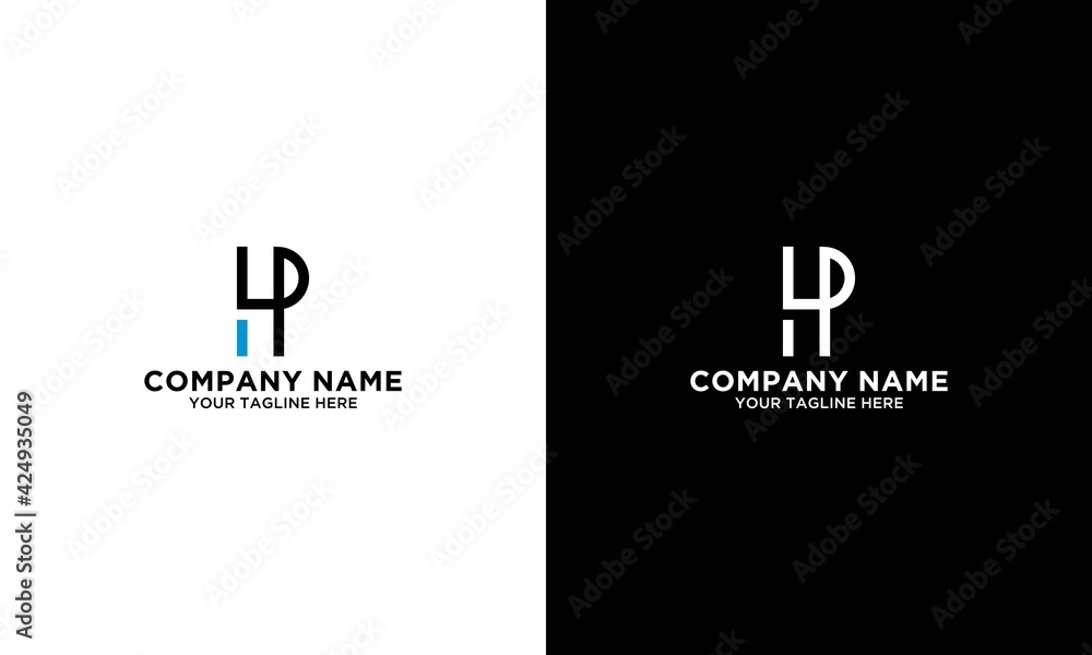 Minimalist abstract letter HP logo. This logo icon incorporate with two abstract shape in the creative process.
