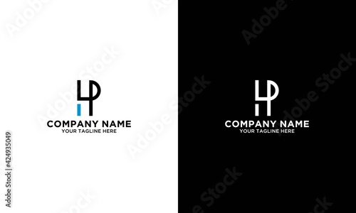 Minimalist abstract letter HP logo. This logo icon incorporate with two abstract shape in the creative process. 