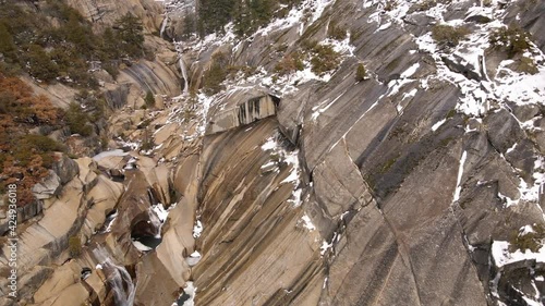 4K Aerial drone video of snowy canyon 