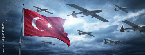 Quadro em tela Turkish military combat drone