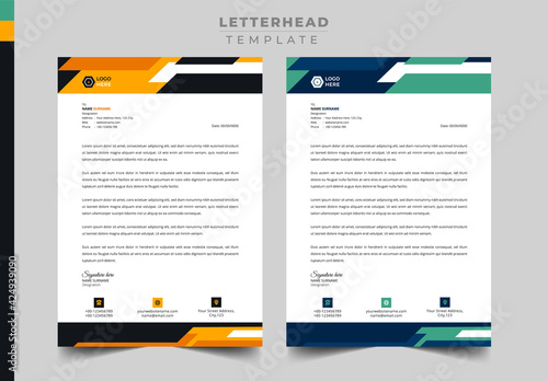 Professional and official Letterhead design template, colorful abstract letterhead, trendy letterhead template.