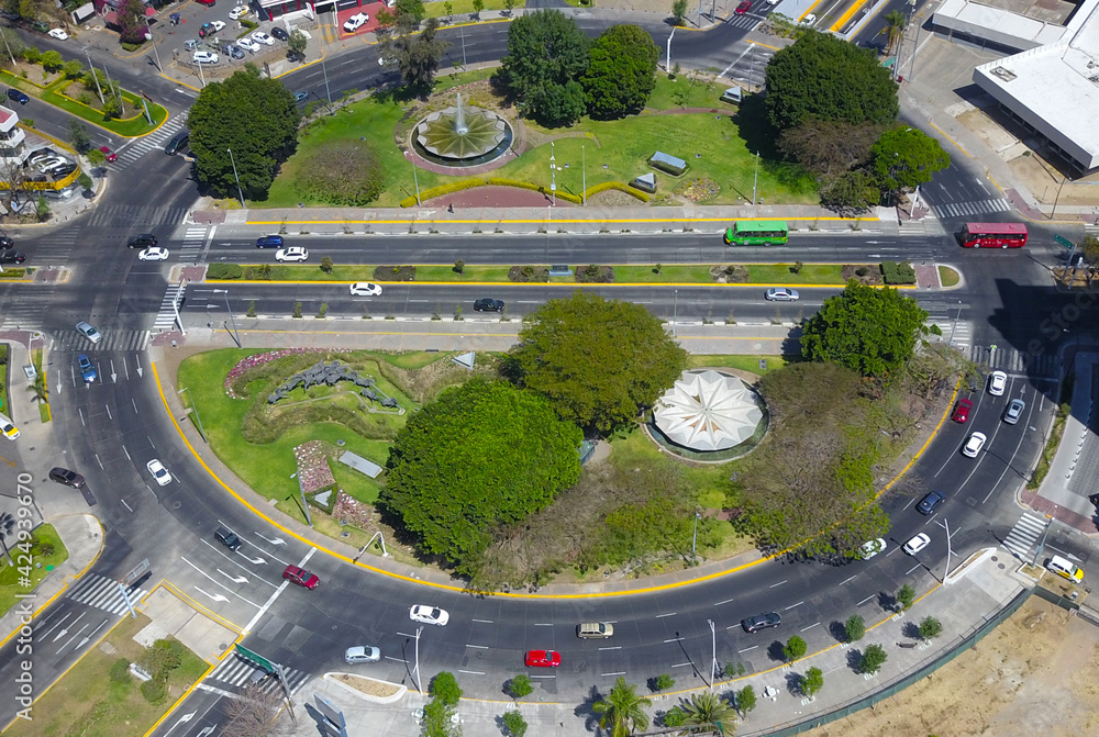 Aerial view of the horse roundabout also known as the stampede