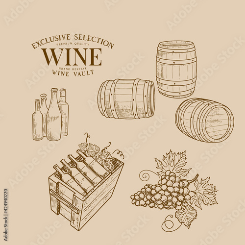 Vintage set of wine objects.