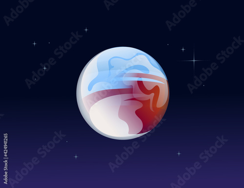 Solar system space object dwarf planet Pluto vector illustration on deep sky background