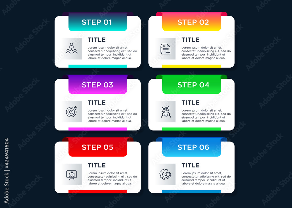Colorful template infographic element with 6 steps