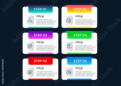 Colorful template infographic element with 6 steps
