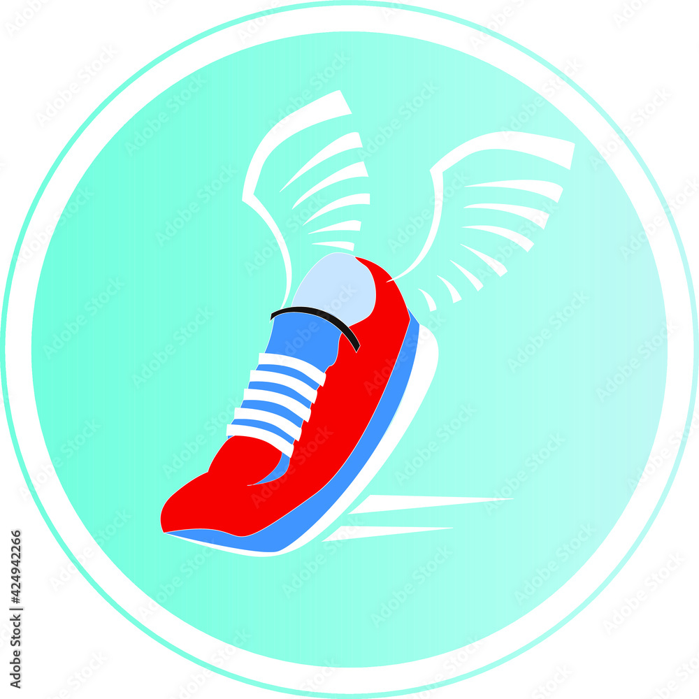 vector image of illustration of a flying shoe with wings Stock Vector
