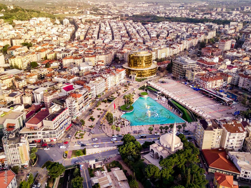 Aerial photograph of the capital of Aydin province Aydin city from