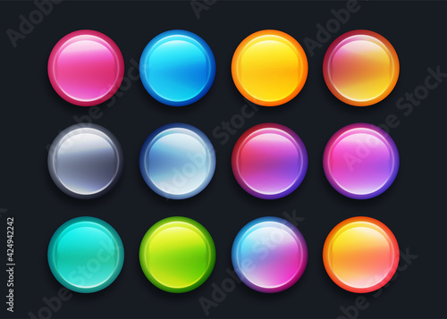 Set of vector 3d button design elements