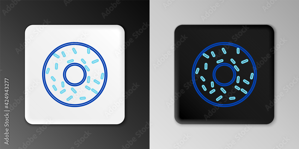 Obraz premium Line Donut with sweet glaze icon isolated on grey background. Colorful outline concept. Vector