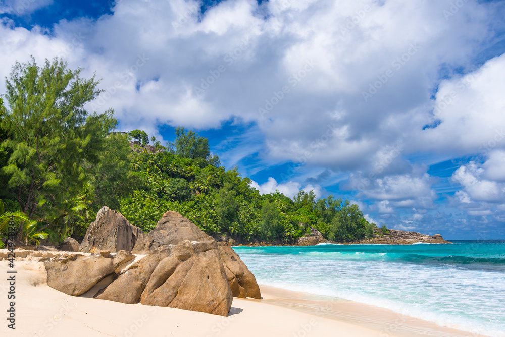 Naklejka premium Anse Intendance beach on Mahe island, Seychelles