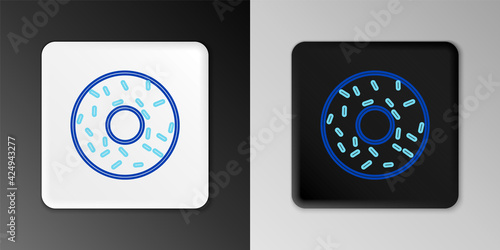 Line Donut with sweet glaze icon isolated on grey background. Colorful outline concept. Vector