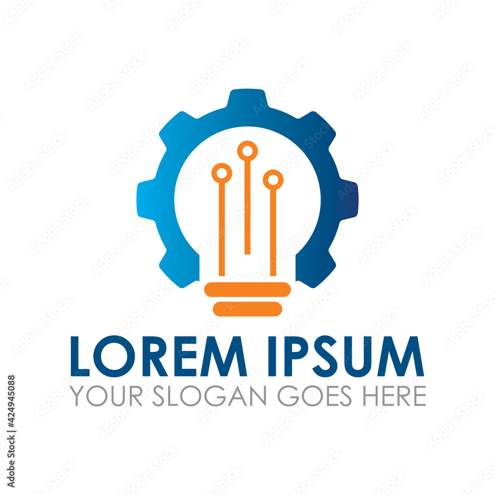 gear lamp vector , lightbulb logo