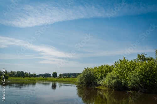 Rural river and blue sky