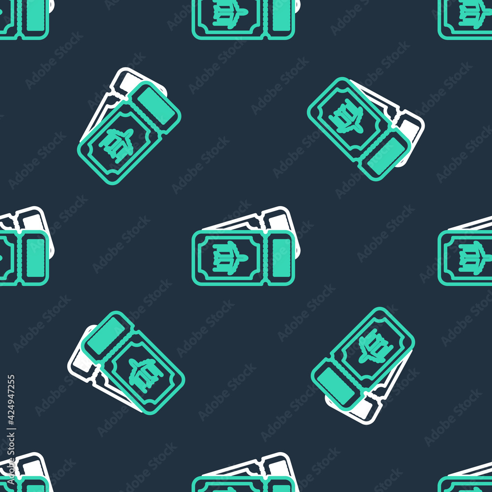 Line Airline ticket icon isolated seamless pattern on black background. Plane ticket. Vector Line Airline ticket icon isolated seamless pattern on black background. Plane ticket. Vector