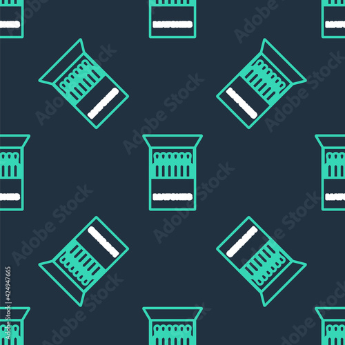 Line Open matchbox and matches icon isolated seamless pattern on black background. Vector