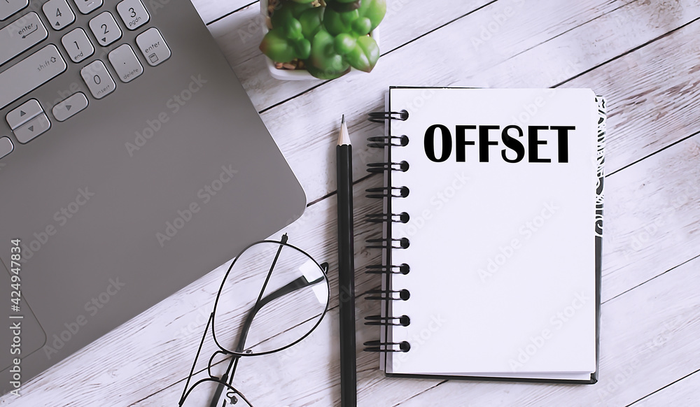 OFFSET text on the notebook with office background Stock Photo | Adobe ...