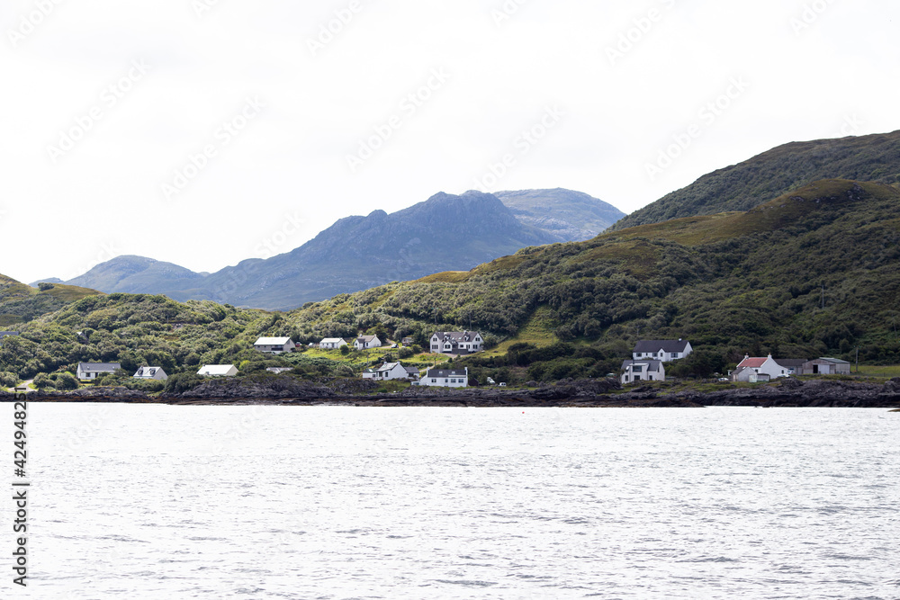 sea village with houses on isle scotland