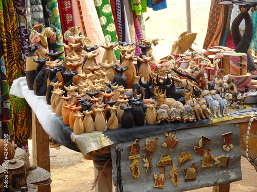 Madagascar crafts lined up in souvenir shops in Arboretum d'Antsokay (Toliara, Madagascar) photo