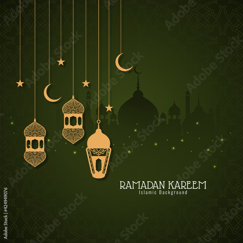 Islamic holy month Ramadan Kareem festival green background