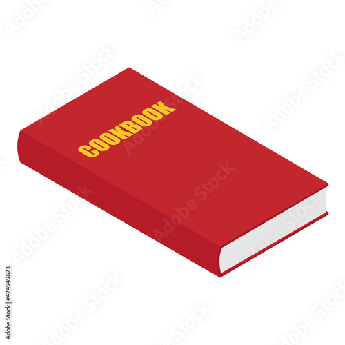 Recipe cook book isolated o white background isometric view.