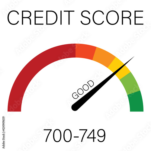 Credit score concept. Credit score scale information good