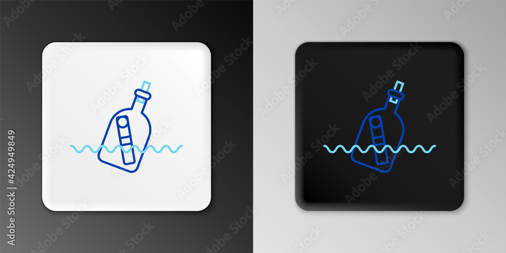 Line Glass bottle with a message in water icon isolated on grey background. Letter in the bottle. Pirates symbol. Colorful outline concept. Vector Line Glass bottle with a message in water icon isolated on grey background. Letter in the bottle. Pirates symbol. Colorful outline concept. Vector