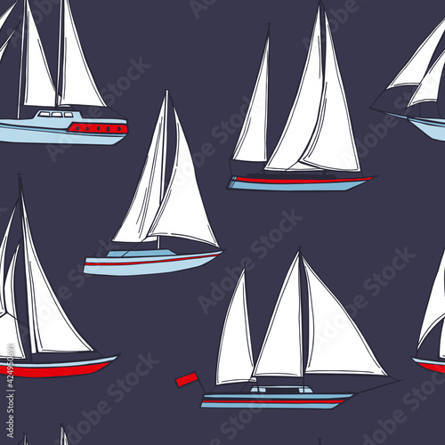 Yachts. Vector  pattern