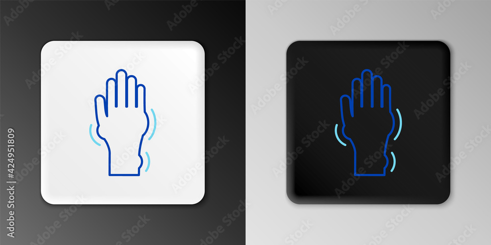 Line Hand with psoriasis or eczema icon isolated on grey background. Concept of human skin response to allergen or chronic body problem. Colorful outline concept. Vector Line Hand with psoriasis or eczema icon isolated on grey background. Concept of human skin response to allergen or chronic body problem. Colorful outline concept. Vector