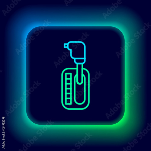 Glowing neon line Gear shifter icon isolated on black background. Transmission icon. Colorful outline concept. Vector