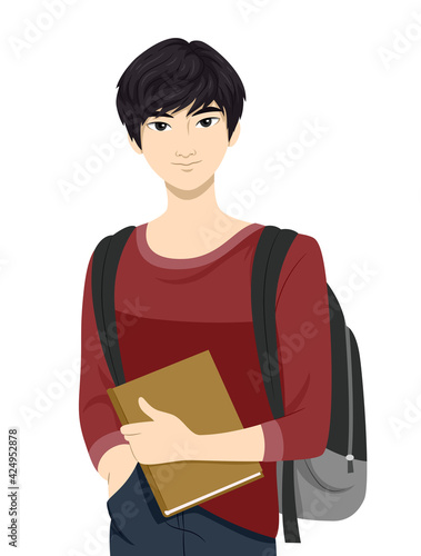 Teen Boy Asian Student Book...