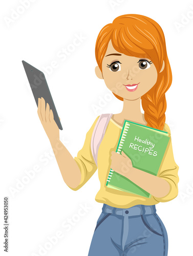 Teen Girl Book Tablet Healt...