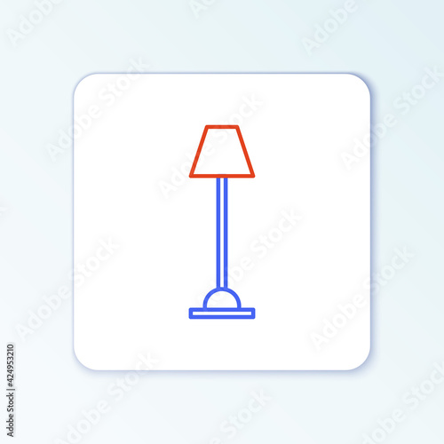 Line Floor lamp icon isolated on white background. Colorful outline concept. Vector © vector_v